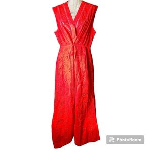 AllSaints Tate Broderie Red V-Neck Sleeveless Cotton Eyelet Dress Size 10 NWOT